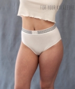 woman wearing white hemp underwear briefs