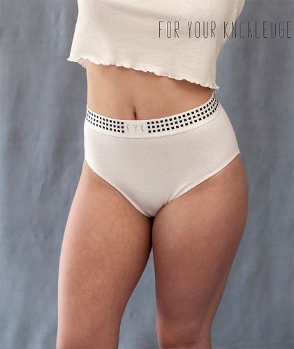 woman wearing white hemp underwear briefs