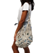 lady wearing woven bag handmade from sustainable eco-friendly hemp twine